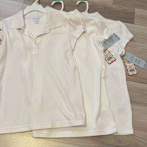 3 White Collared Uniform Tops